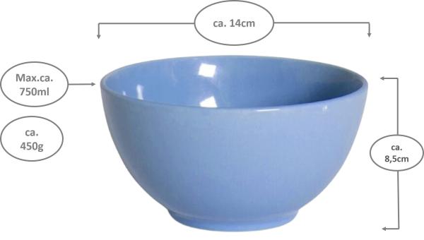 Müslischale 14cm blau - 2 Stück